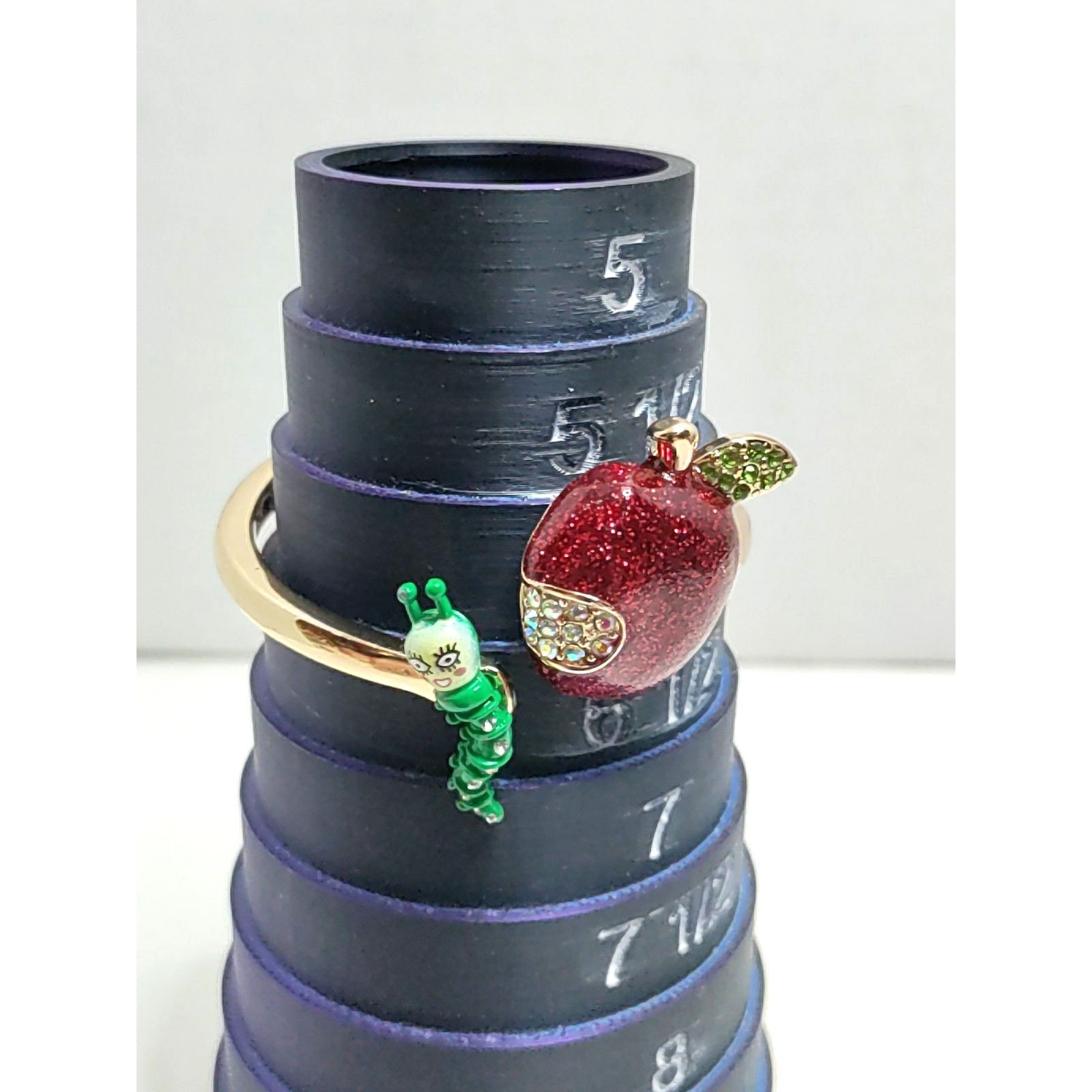 Betsey Johnson Red Apple Worm Open Cuff Bracelet Signed Cute 40$